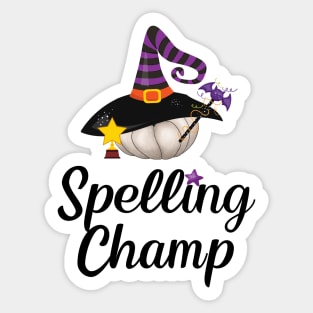 Witch Gift Funny Halloween Spelling Champ Pumpkin Witch Hat Wicca Pagan Sticker